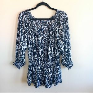 Alfani Elastic Blouse with tassel/tie detail